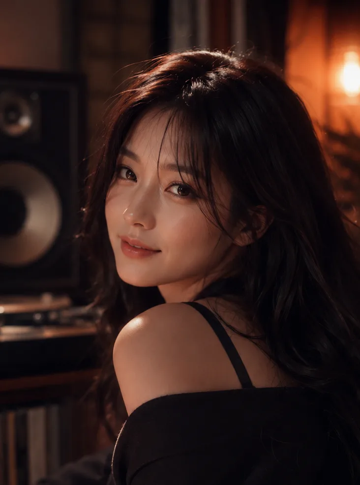 박서연 — LP 돌아가는 음악바 한켠, 어깨 너머로 웃는 아날로그 취향러, 리얼한 캐릭터 채팅 프로필